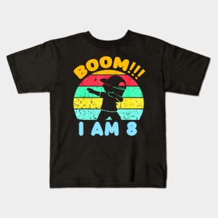 Boom I'M 8 Years Old 8Th Birthday Party Dabbing For Kids Boy Kids T-Shirt